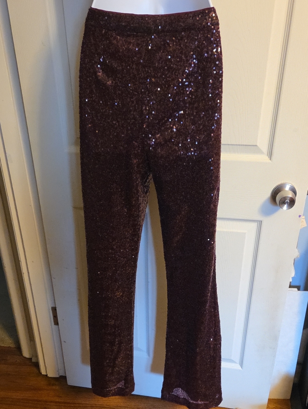 Gianni Bini Brown Sequin Flare Pants Size 7 NWT - Picture 3 of 14